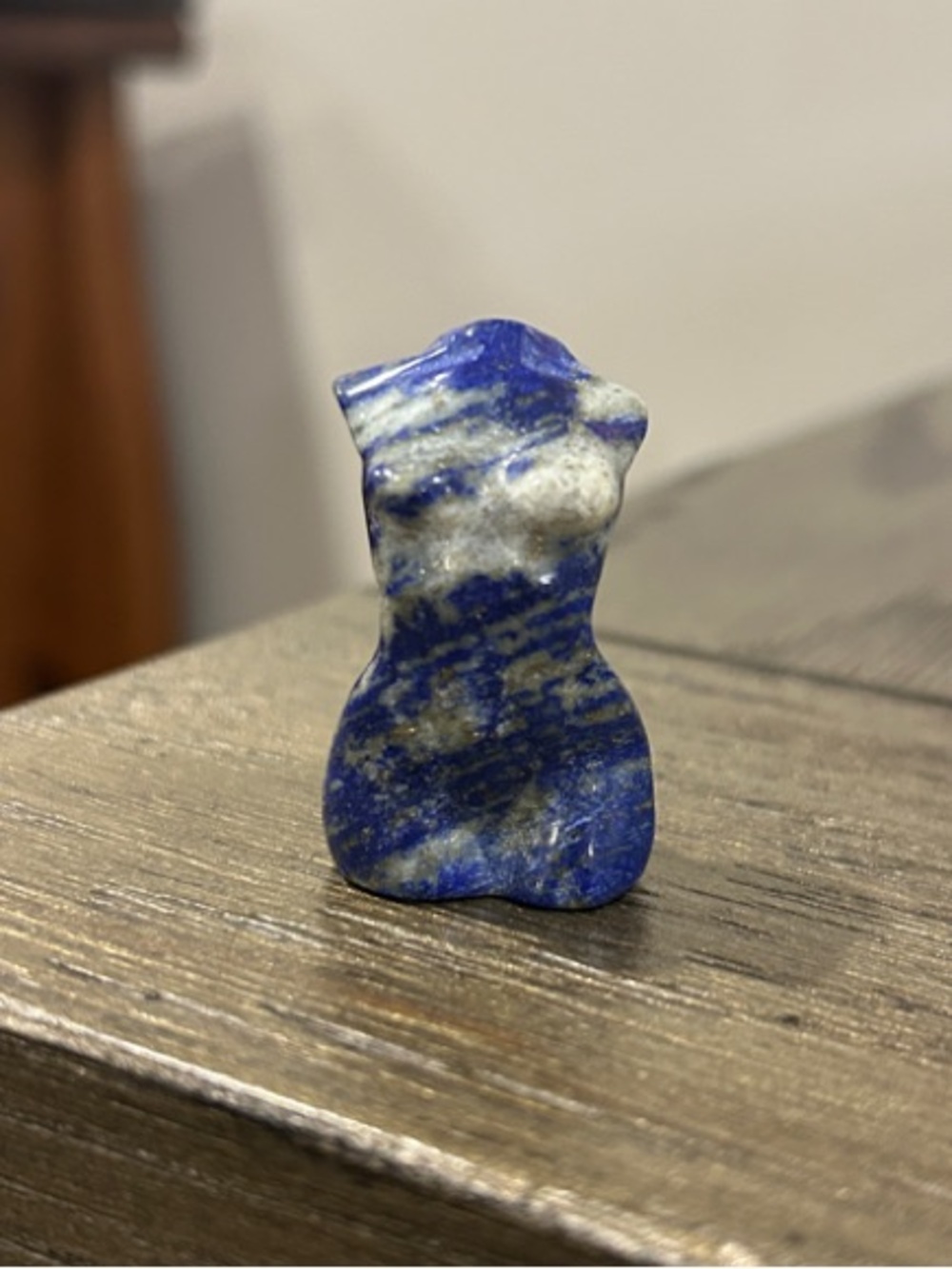 Lapis Lazuli Female Torso Carving - Deep Blue with White Veining